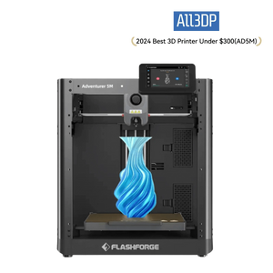 Flashforge AD5M front view with blue filament print