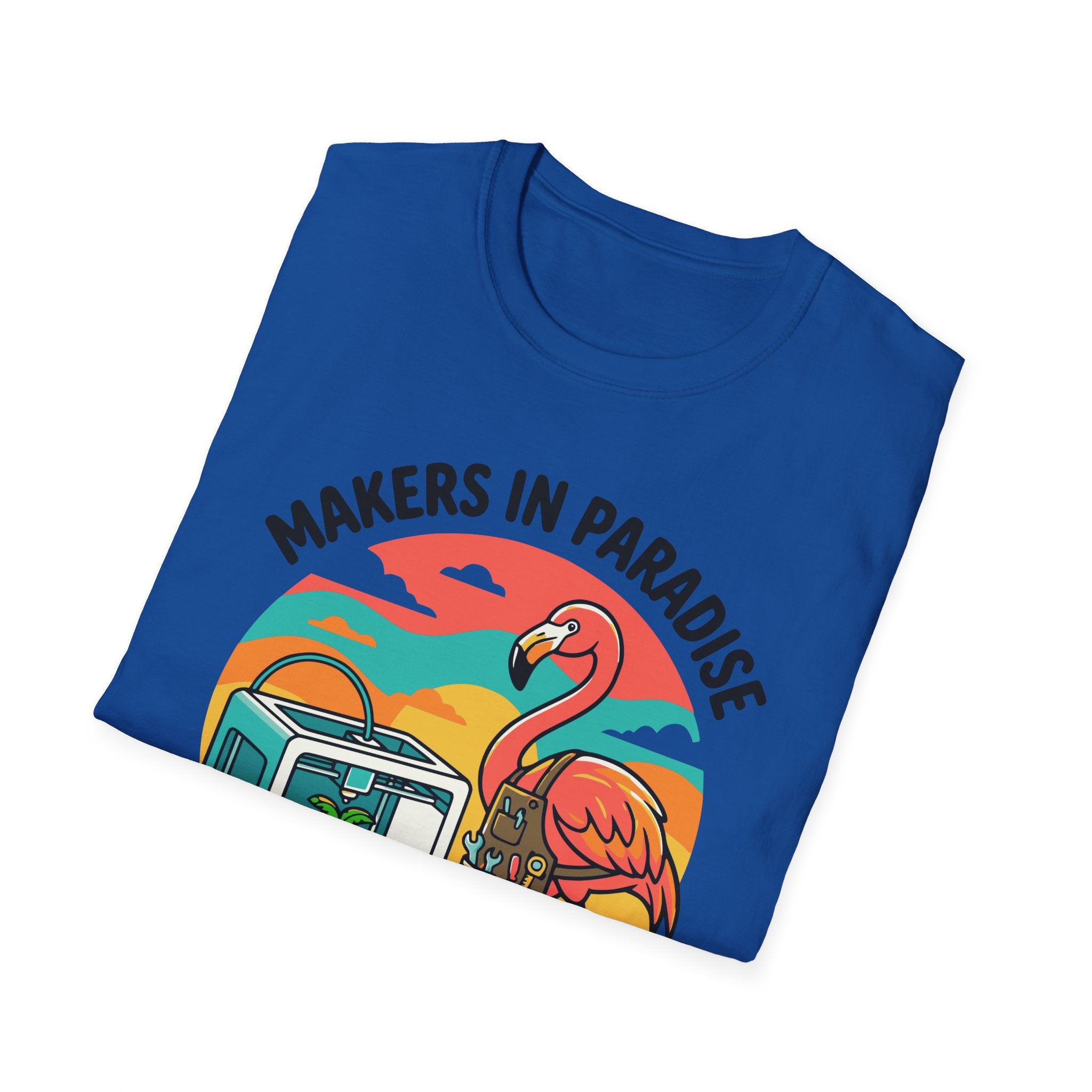Makers in Paradise 3D Printing Dreams T-Shirt | Flamingo 3D Printer Design
