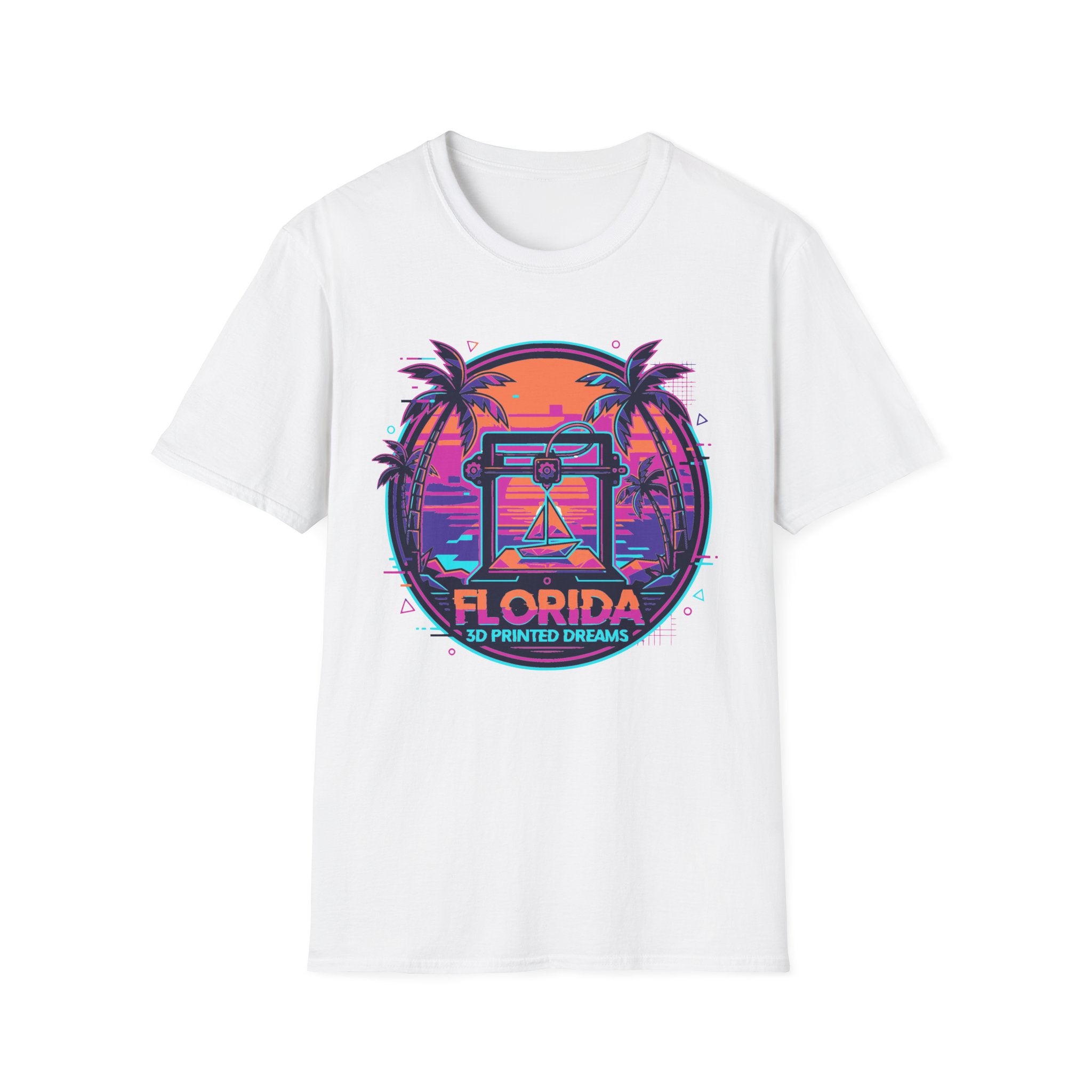 Florida Sunset Palm Trees T-Shirt | Retro Neon Beach Graphic