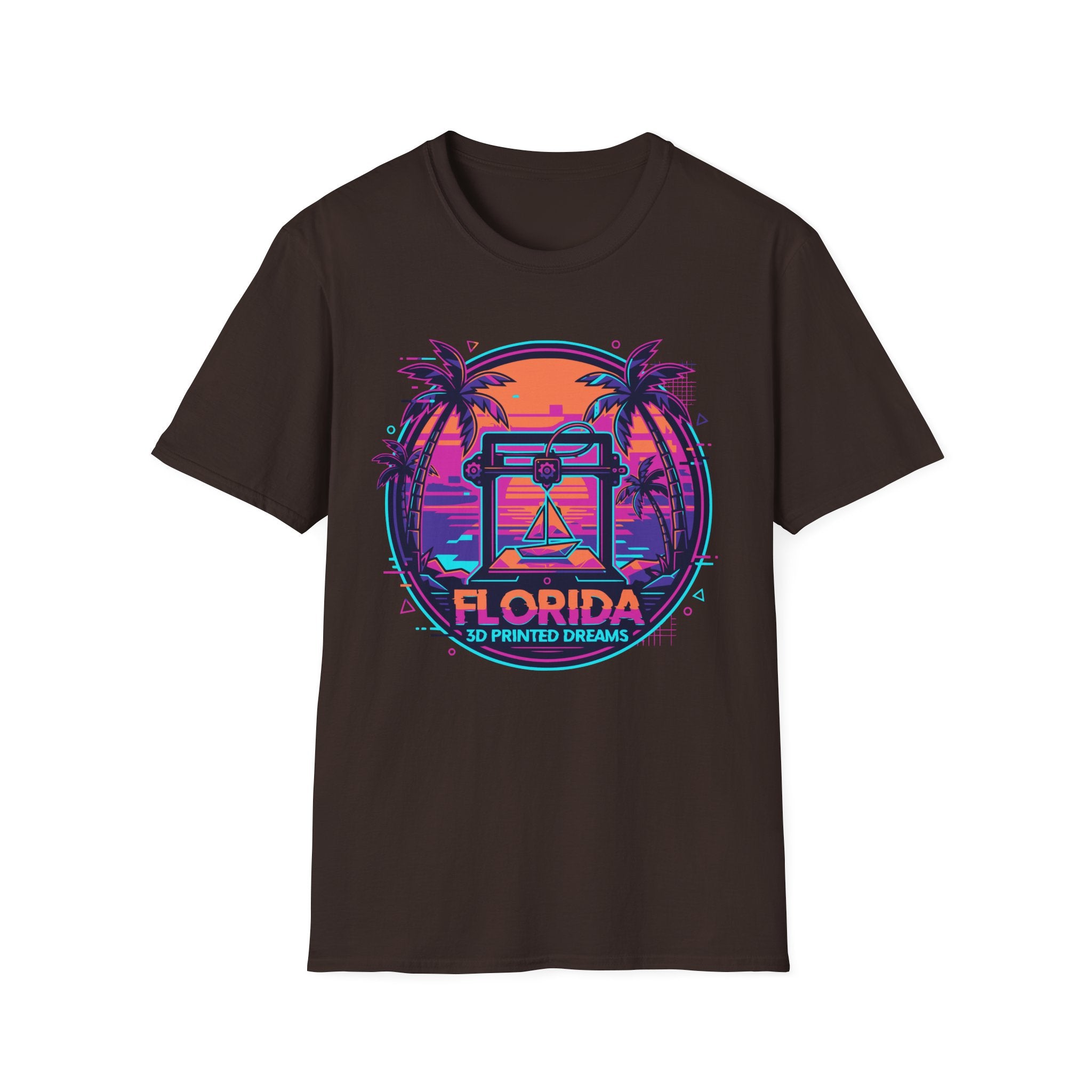 Florida Sunset Palm Trees T-Shirt | Retro Neon Beach Graphic