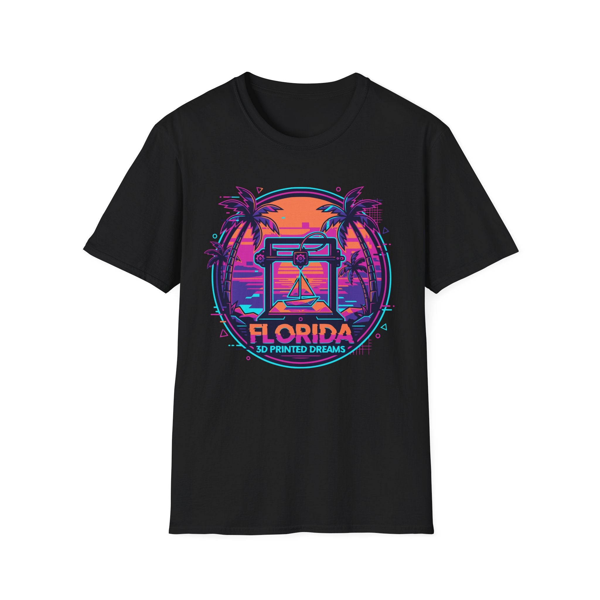 Florida Sunset Palm Trees T-Shirt | Retro Neon Beach Graphic