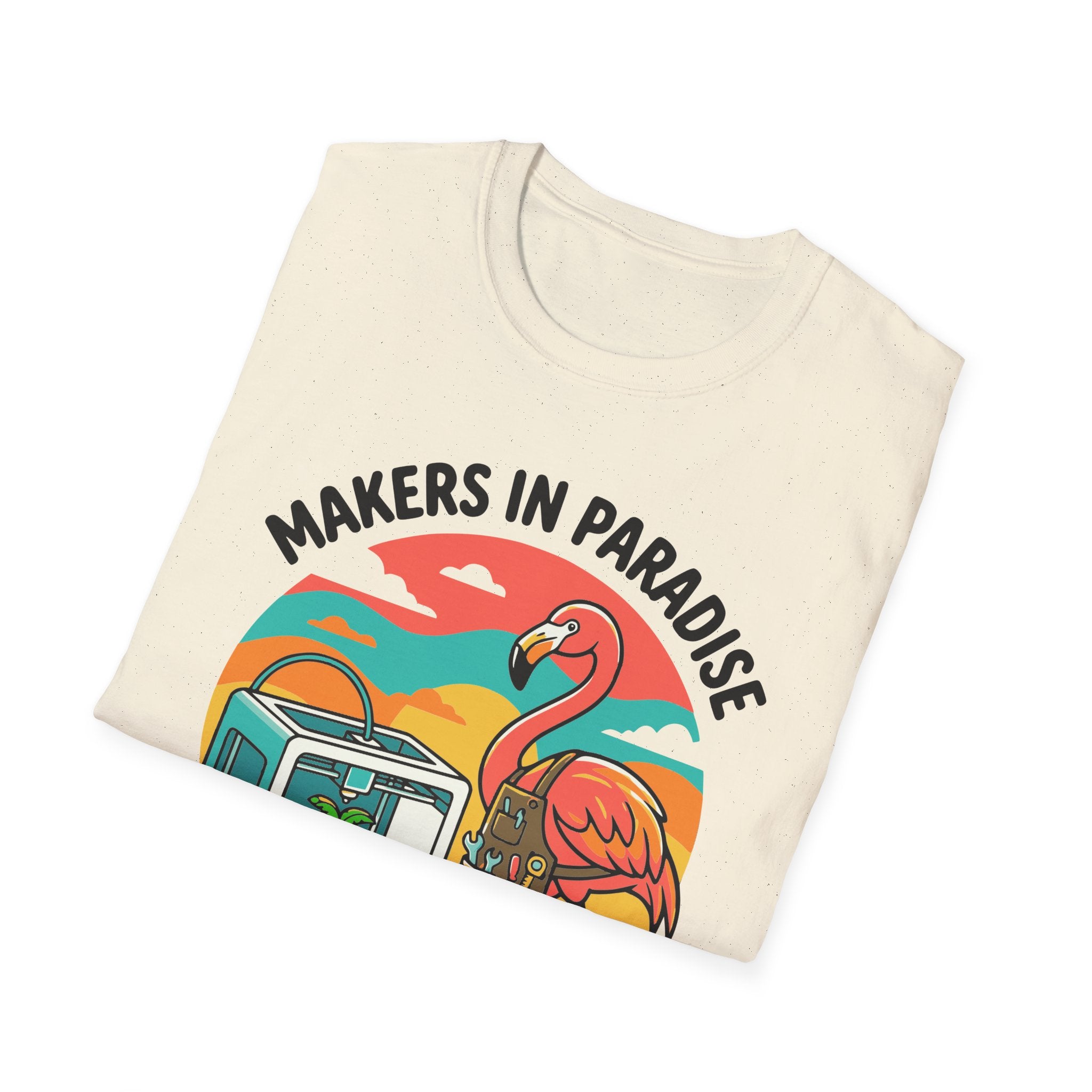 Makers in Paradise 3D Printing Dreams T-Shirt | Flamingo 3D Printer Design