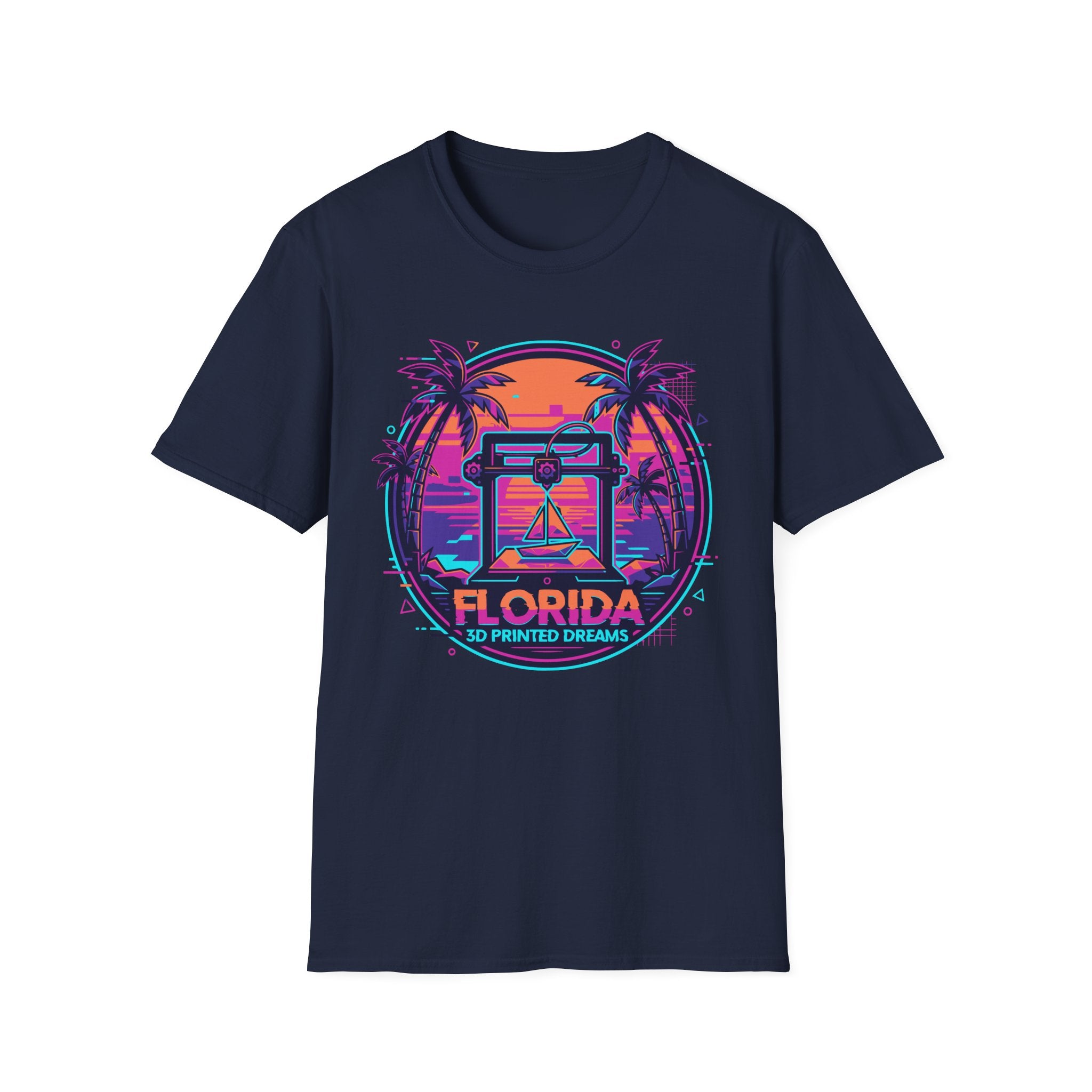 Florida Sunset Palm Trees T-Shirt | Retro Neon Beach Graphic