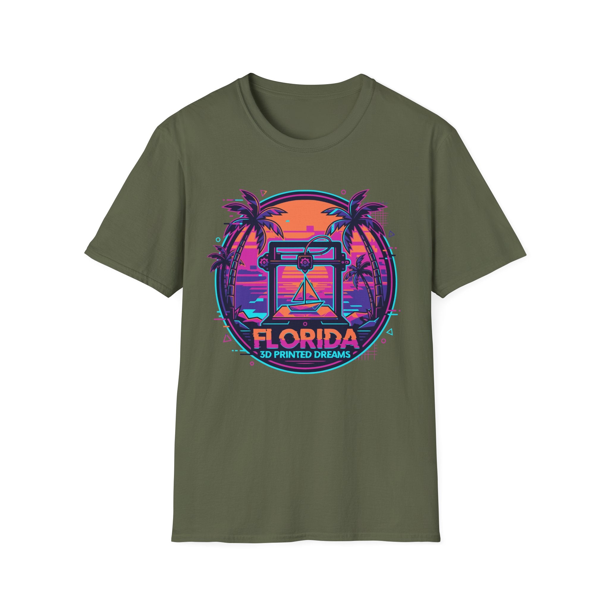 Florida Sunset Palm Trees T-Shirt | Retro Neon Beach Graphic