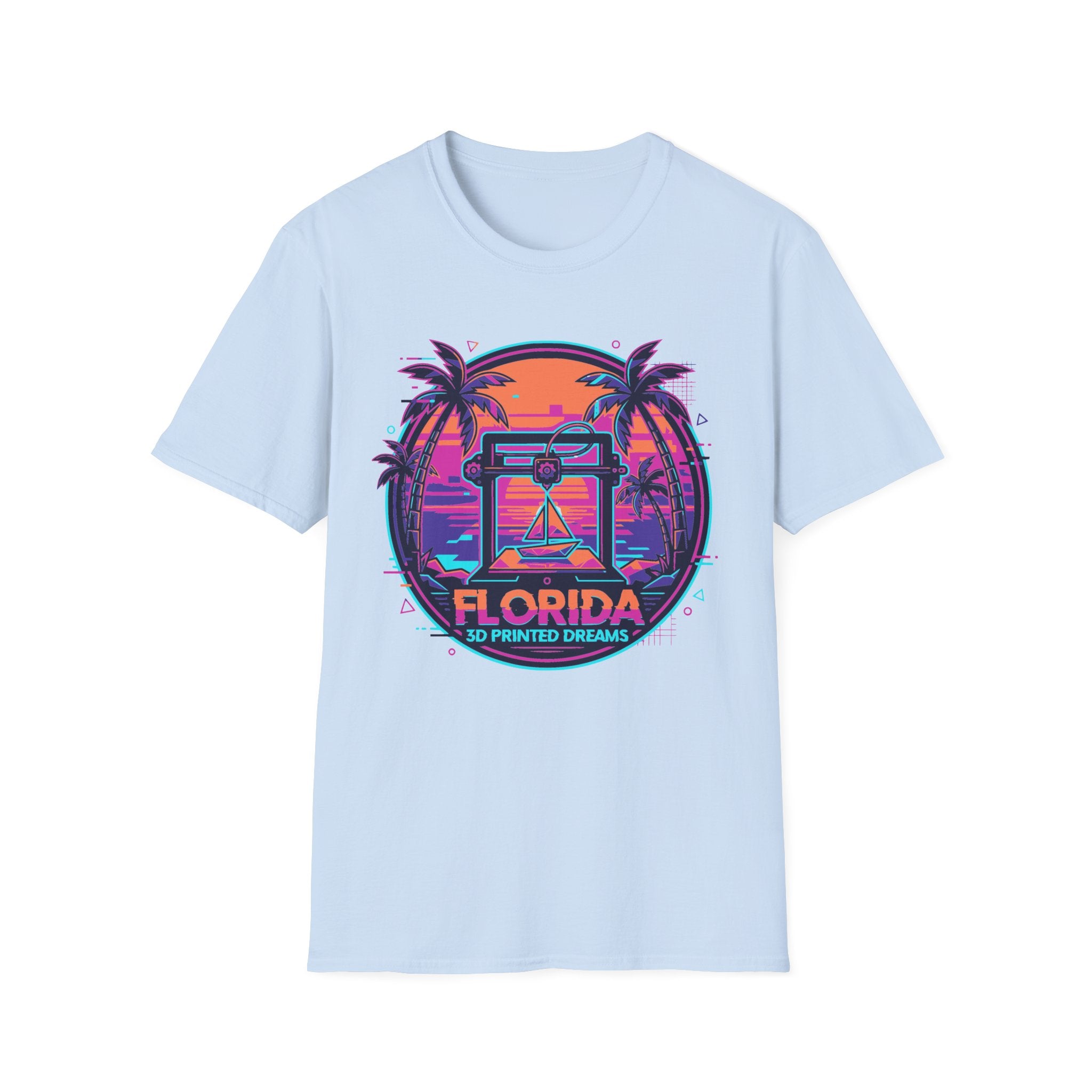 Florida Sunset Palm Trees T-Shirt | Retro Neon Beach Graphic