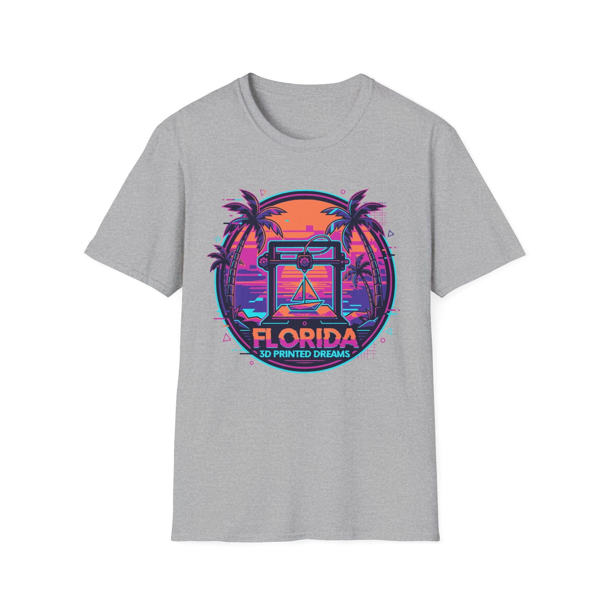 Florida Sunset Palm Trees T-Shirt | Retro Neon Beach Graphic