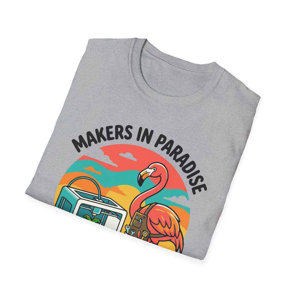 Makers in Paradise 3D Printing Dreams T-Shirt | Flamingo 3D Printer Design