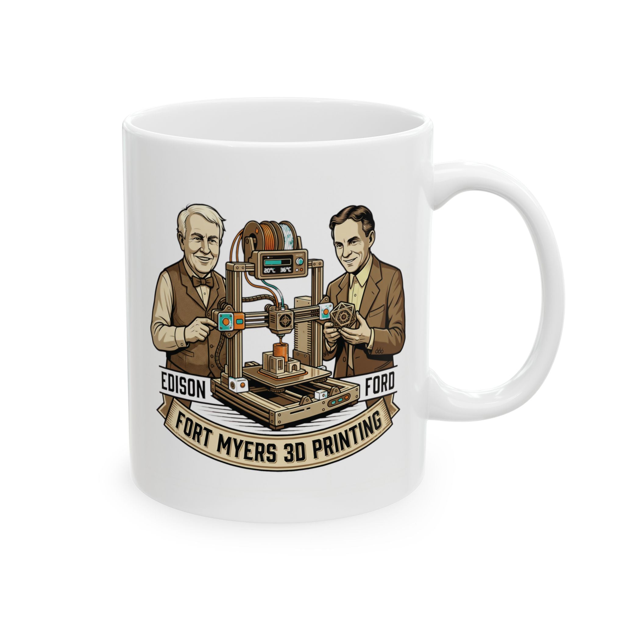Inventors Coffee Mug — Edison & Ford Portraits, Vintage Science Gift (11oz/15oz)