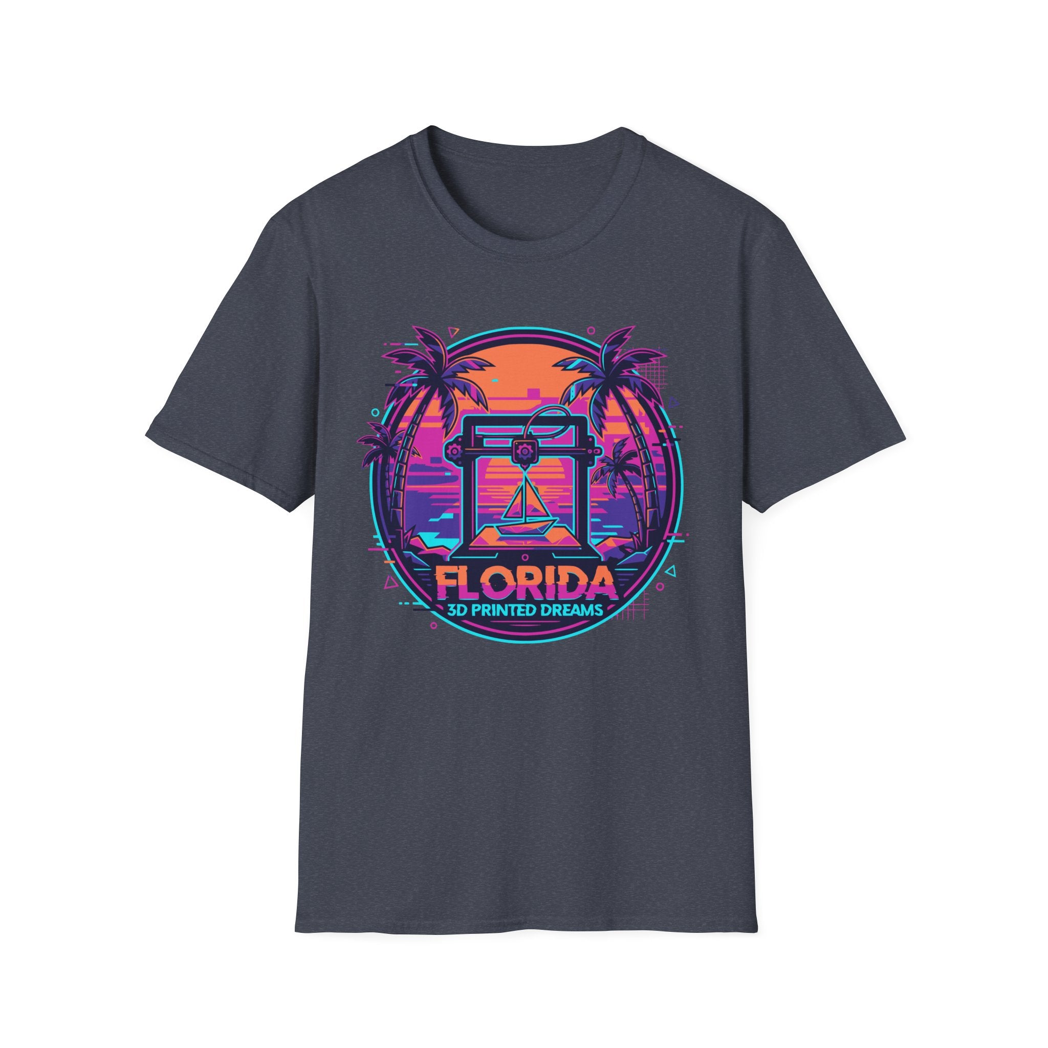 Florida Sunset Palm Trees T-Shirt | Retro Neon Beach Graphic