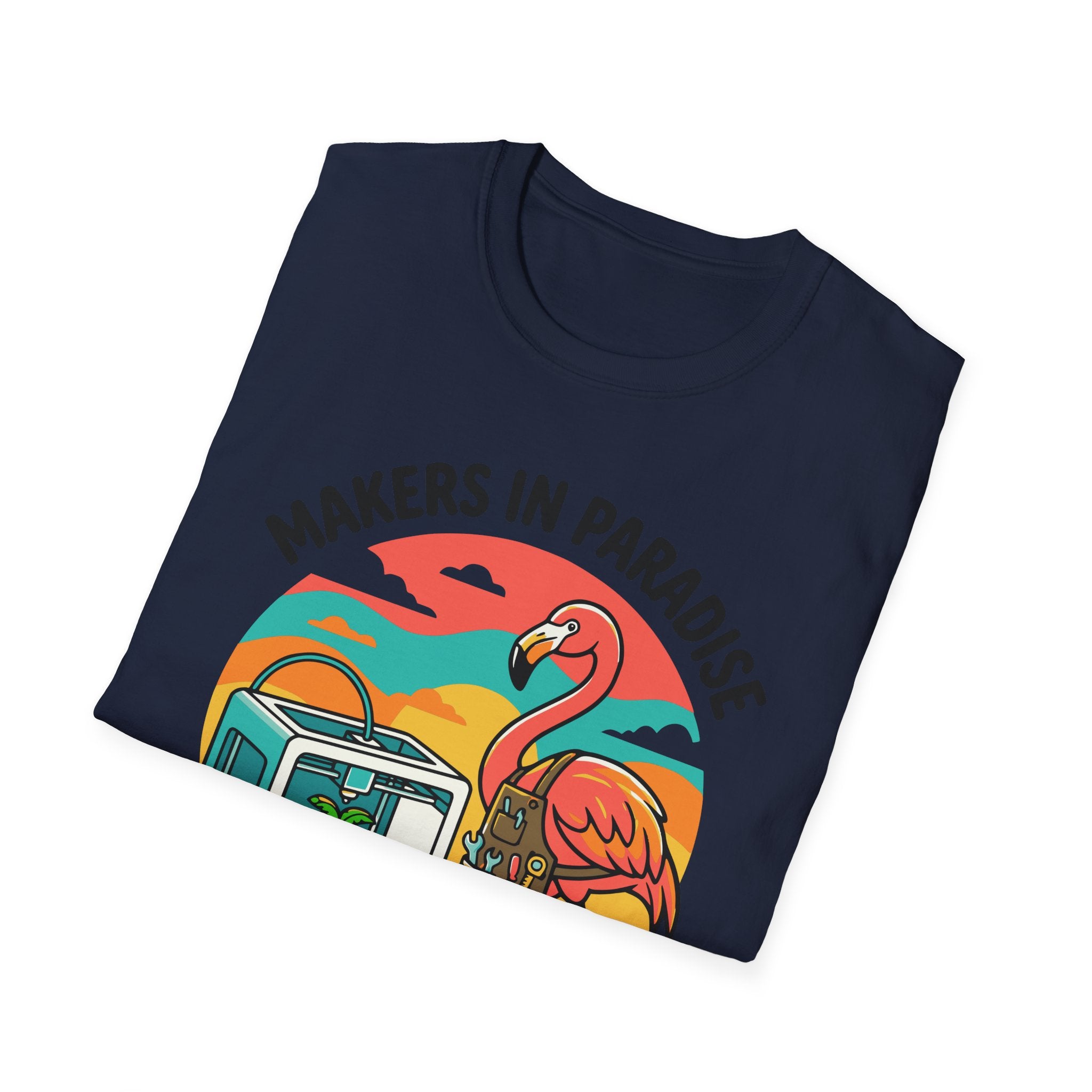 Makers in Paradise 3D Printing Dreams T-Shirt | Flamingo 3D Printer Design