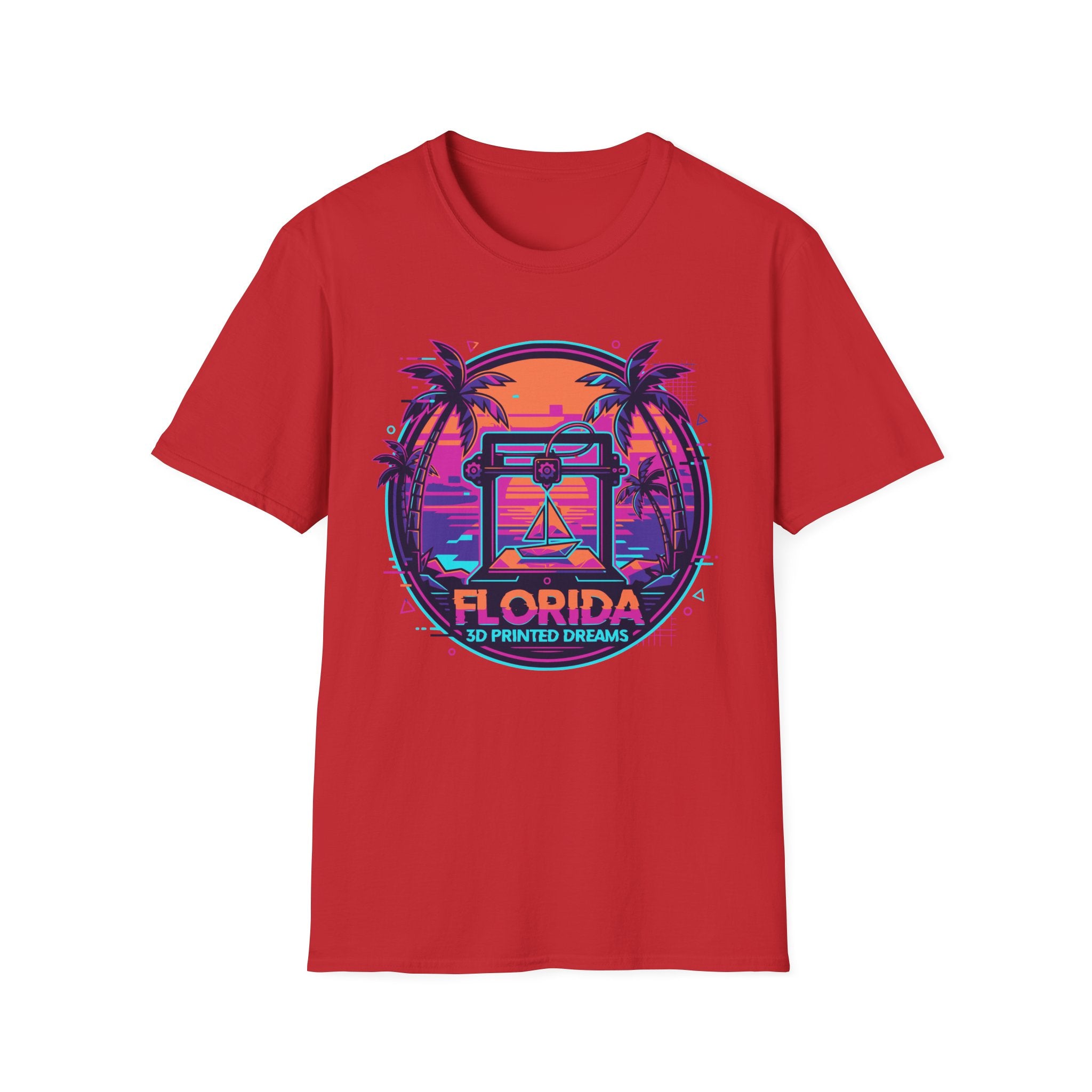 Florida Sunset Palm Trees T-Shirt | Retro Neon Beach Graphic