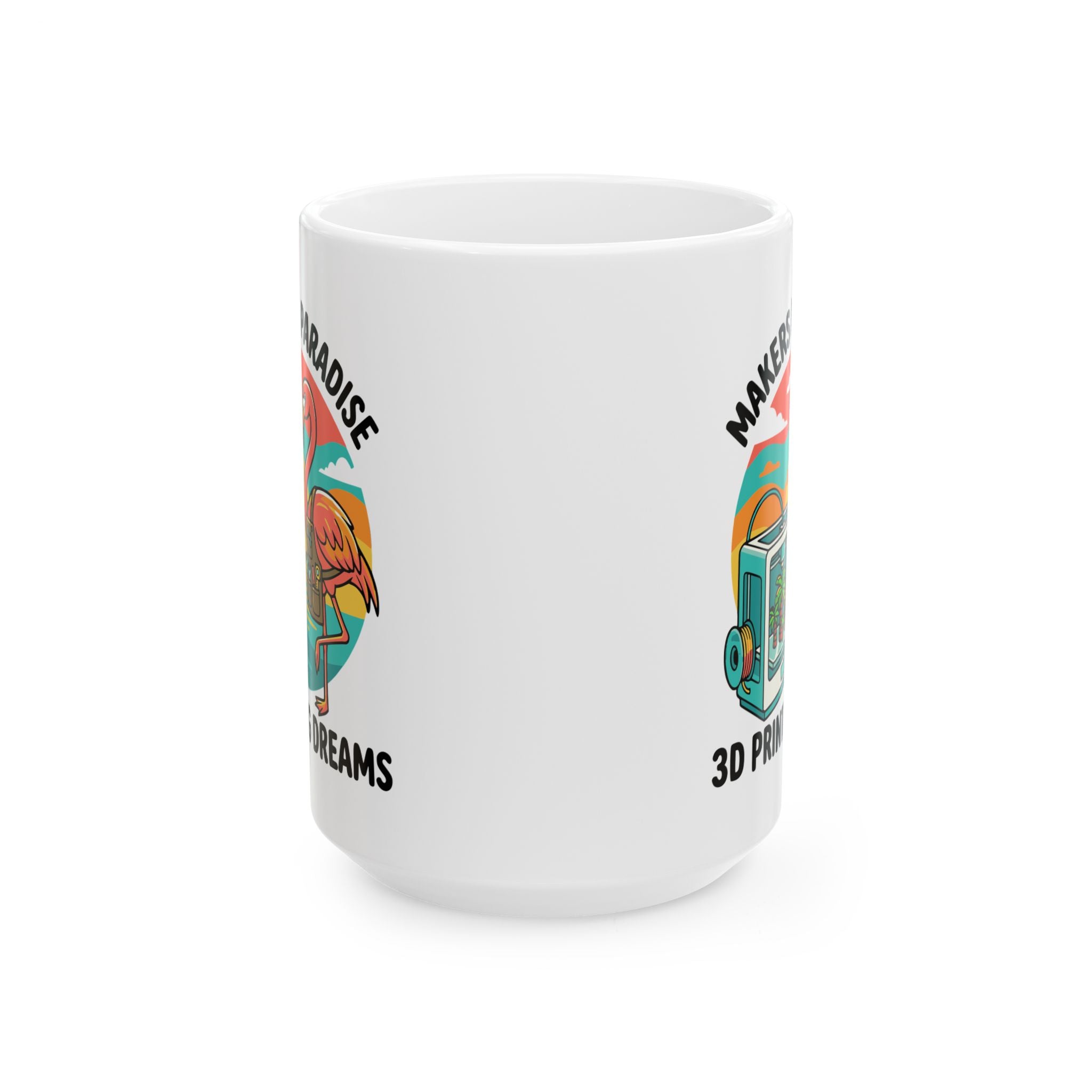 Paradise Dreams Camera Mug — Vintage Tropical 11oz/15oz Ceramic Coffee Cup
