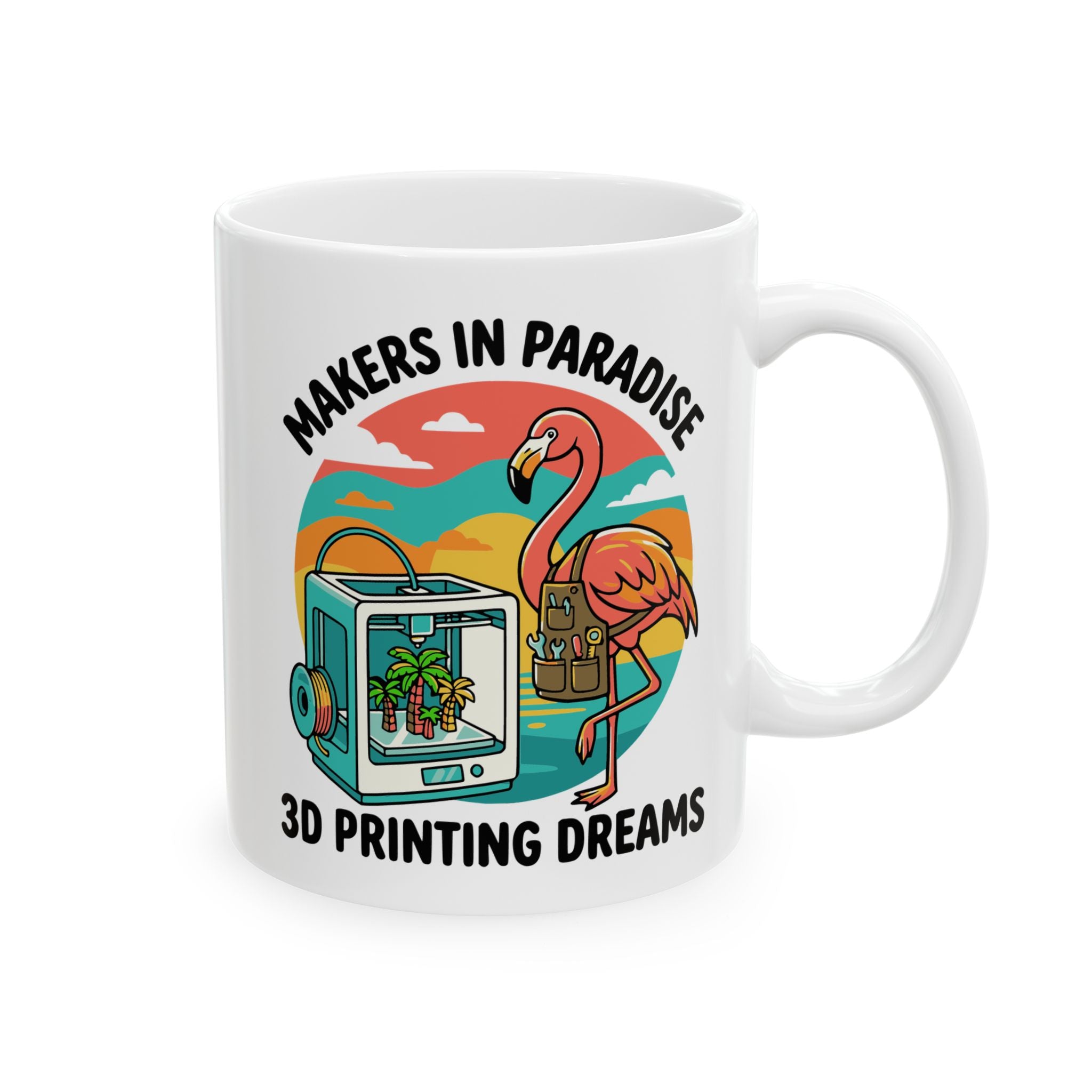 Paradise Dreams Camera Mug — Vintage Tropical 11oz/15oz Ceramic Coffee Cup