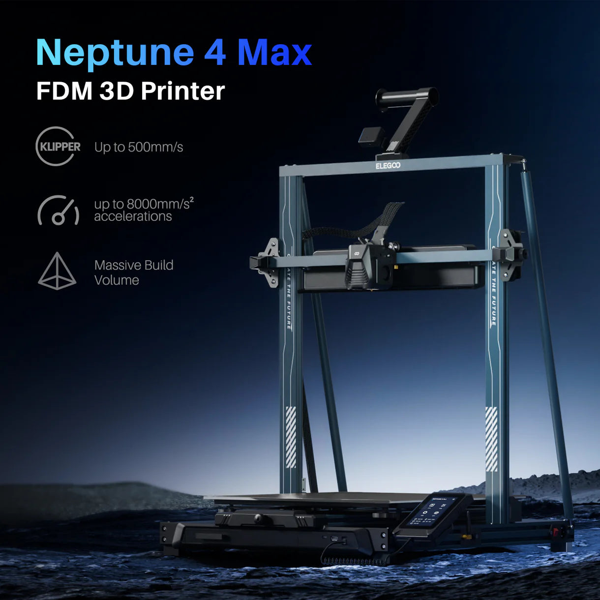 ELEGOO Neptune 4 Max FDM 3D Printer (Ribbon-Cable Version) - Includes 1kg Filament Roll