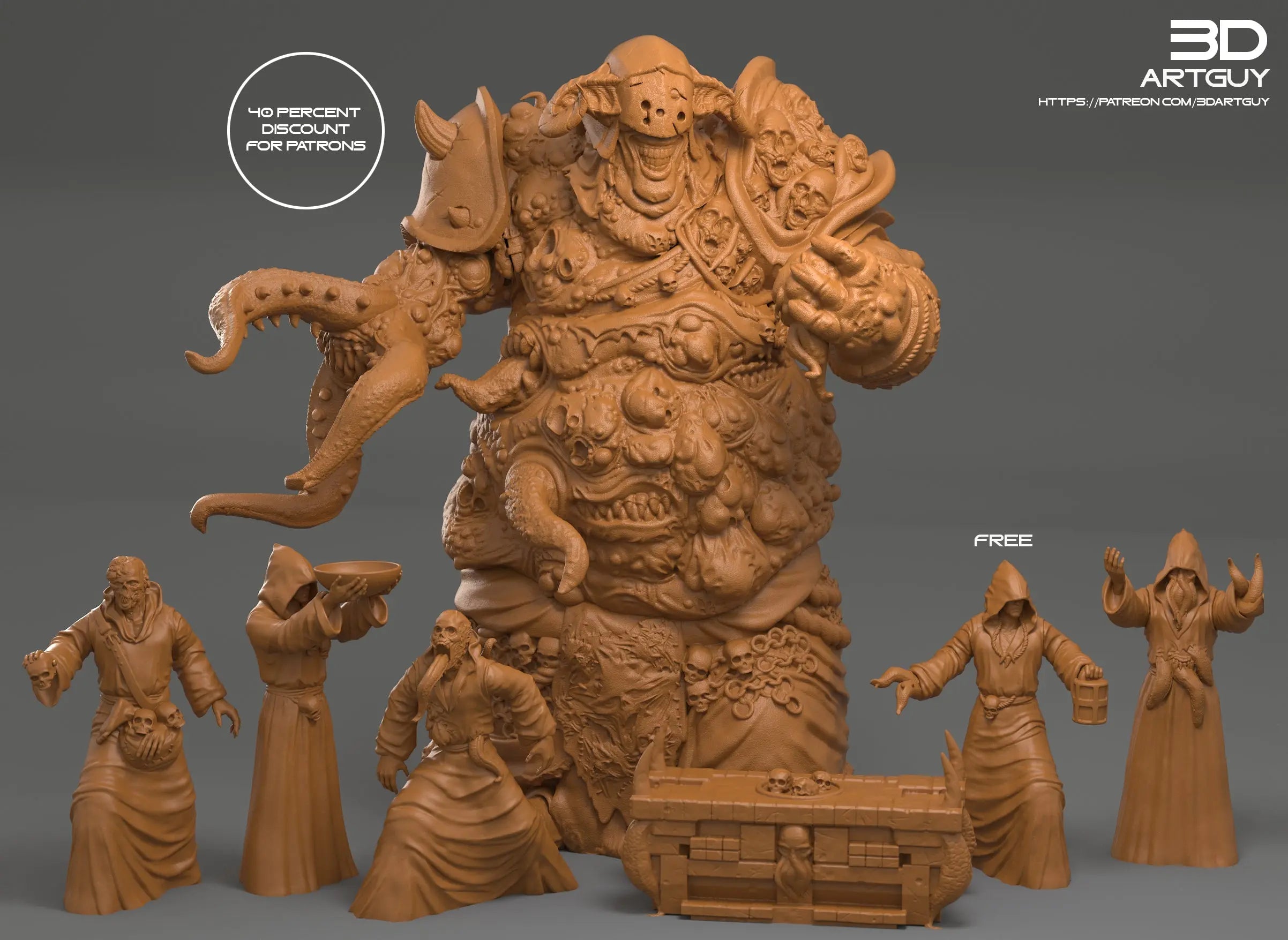 Diseased Horror by 3DArtGuy 32mm scale, 120mm, Miniature War Gaming Figure, Unclean Proxy